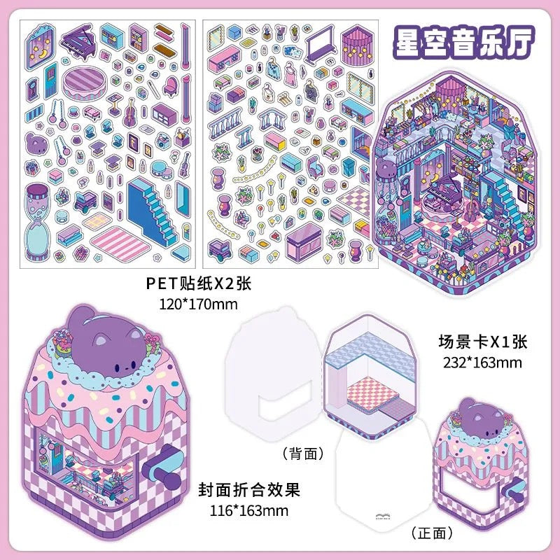 PET Third Series Scenery Die-Cut Stickers