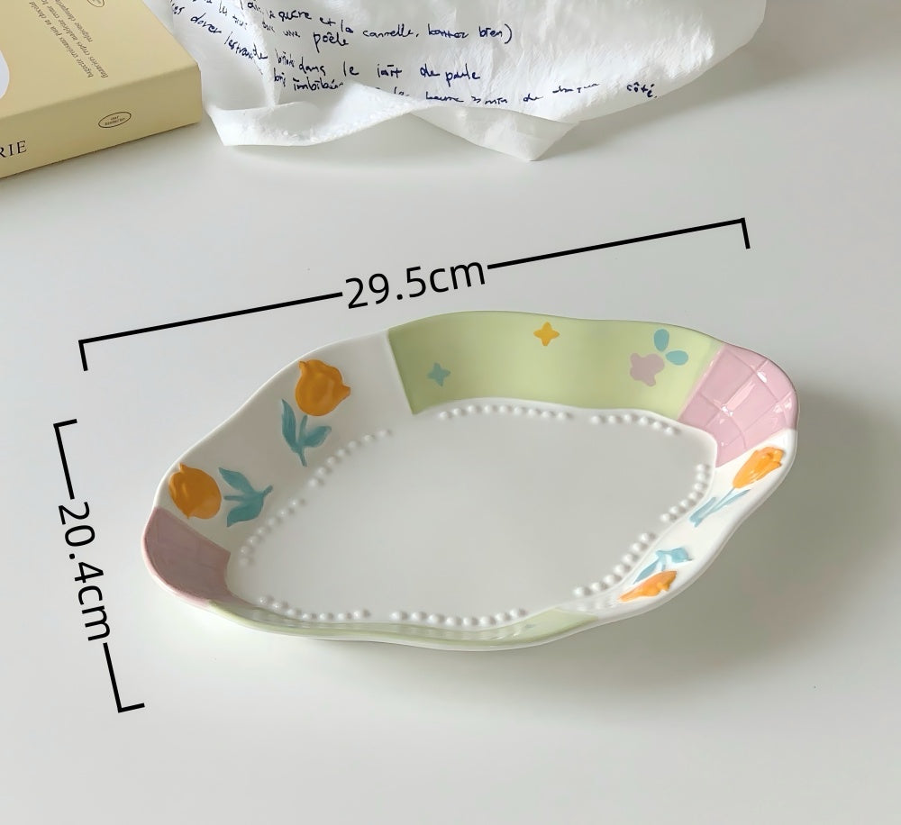 Underglaze color ceramic tableware set for home use, including bowls, plates and dishes
