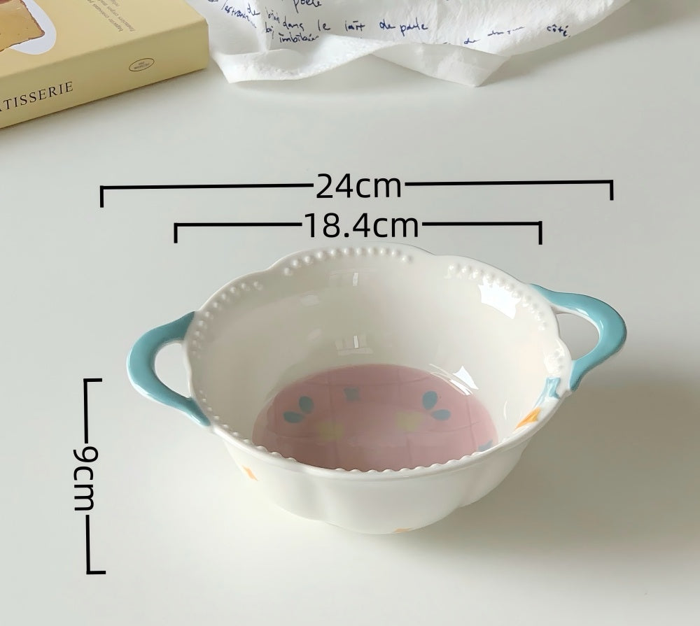 Underglaze color ceramic tableware set for home use, including bowls, plates and dishes