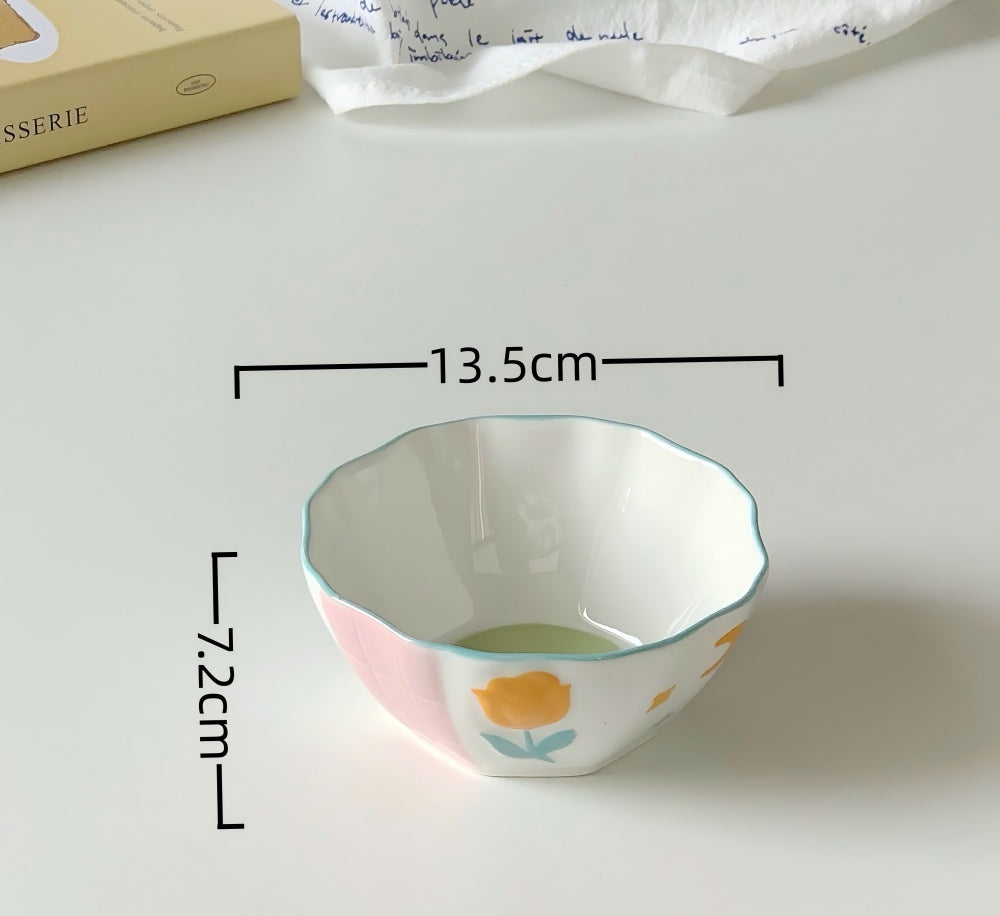 Underglaze color ceramic tableware set for home use, including bowls, plates and dishes