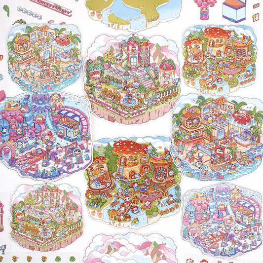 PET Cat Star Dreamscape Die-Cut Stickers