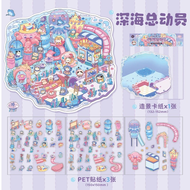 PET Cat Star Dreamscape Die-Cut Stickers
