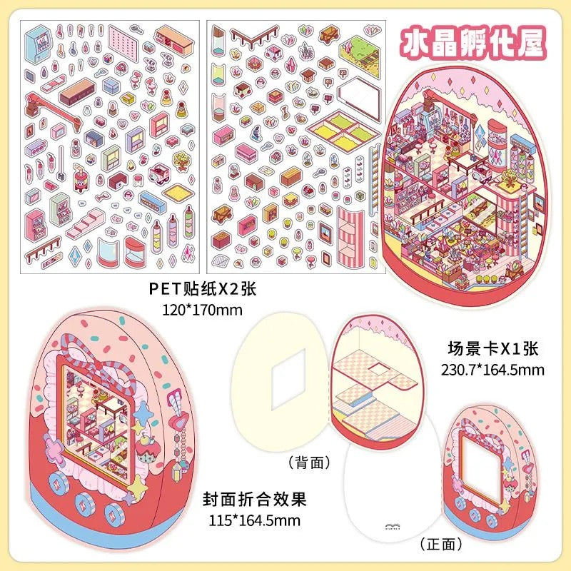 PET Third Series Scenery Die-Cut Stickers